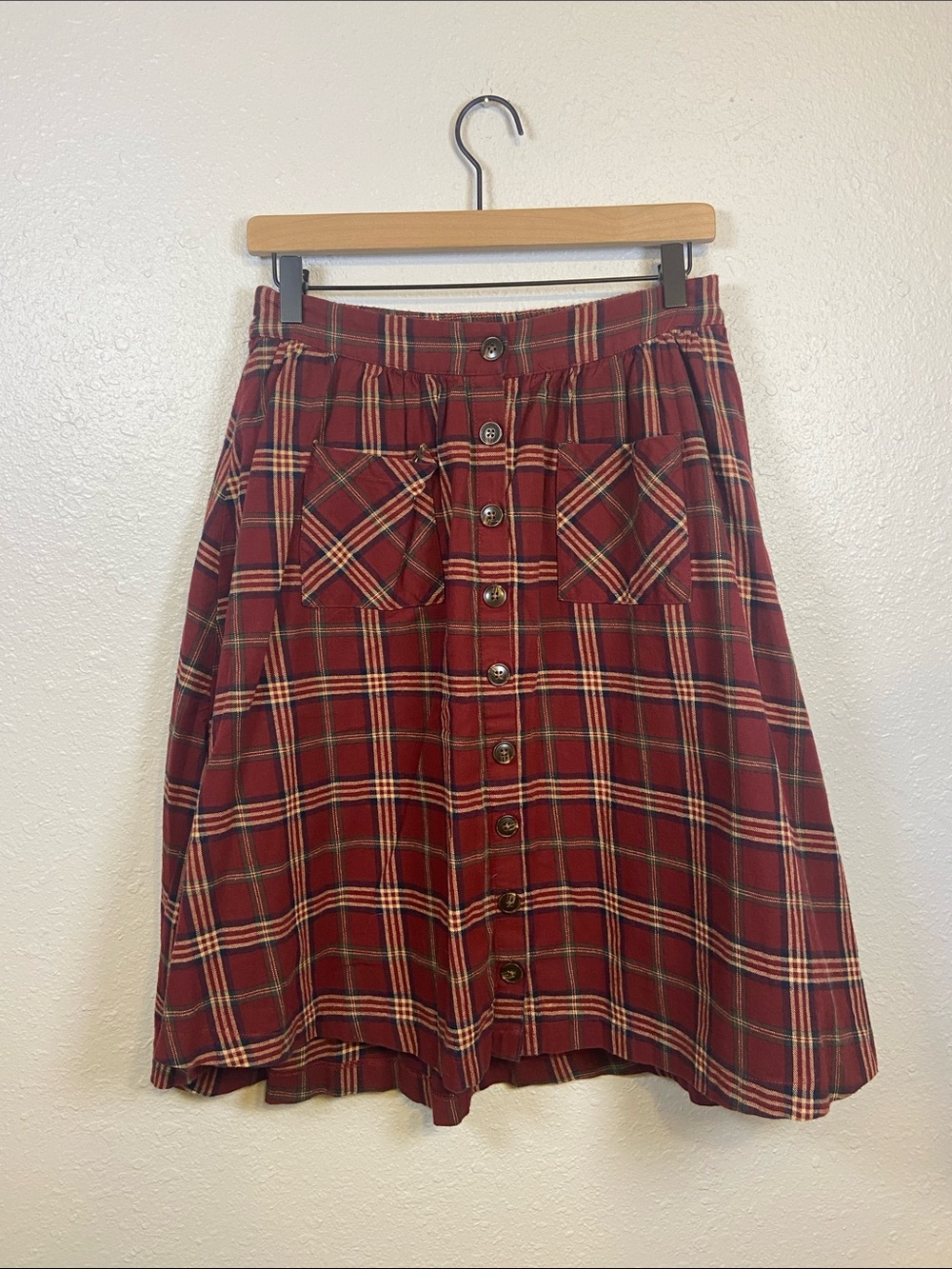 Modcloth Cottagecore Librarian Vintage Retro Chic Plaid Flannel Skirt Size Med
